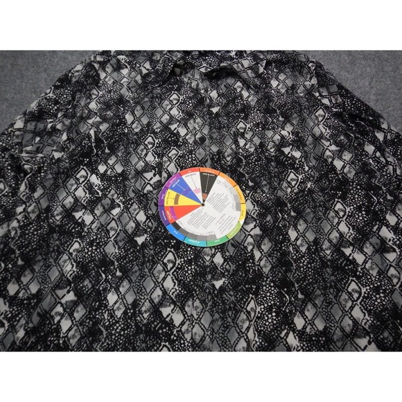 George Button Up Shirt Plus Size 2X Black White Argyle Diamond Pattern Collared - Picture 2 of 8